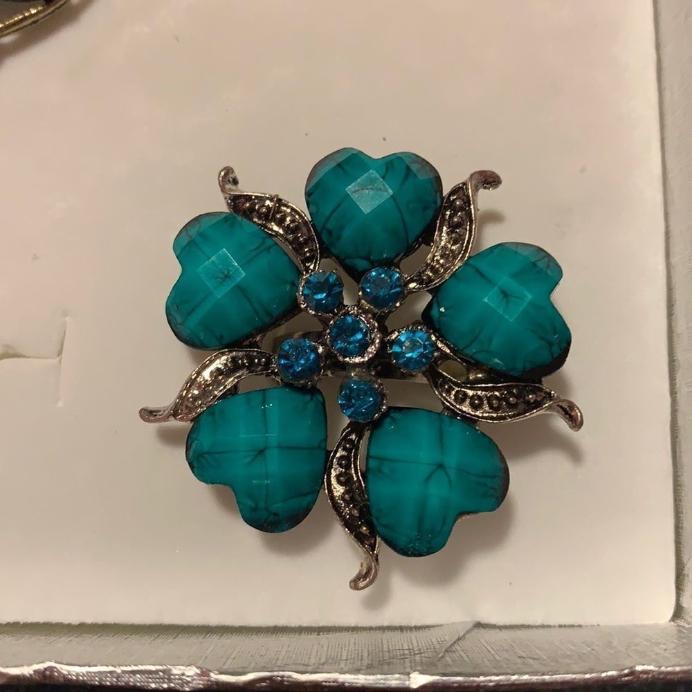 Blue heat flower design adjustable ring